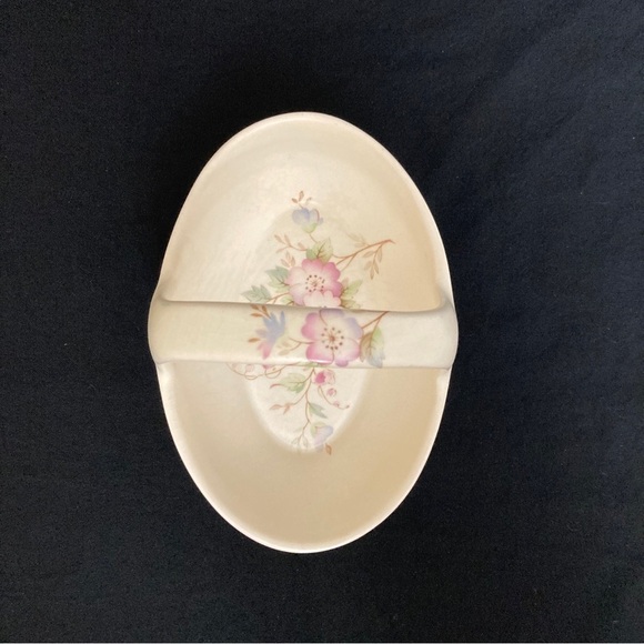 Vtg Aldridge Pottery Co Floral Dish w/ Handle England Cottage - Picture 7 of 7